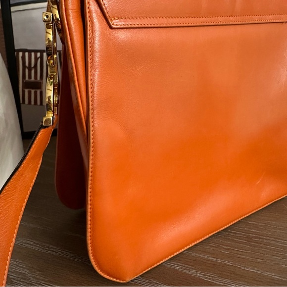 Salvatore Ferragamo Iconic Vintage Leather Crossbody in Orange - Picture 8 of 14